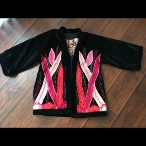 Velvet embroidered jacket/Judith Roberts/